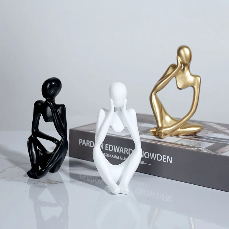 Home Office Yoga Room - 3 قطع من تماثيل المفكر، منحوتات