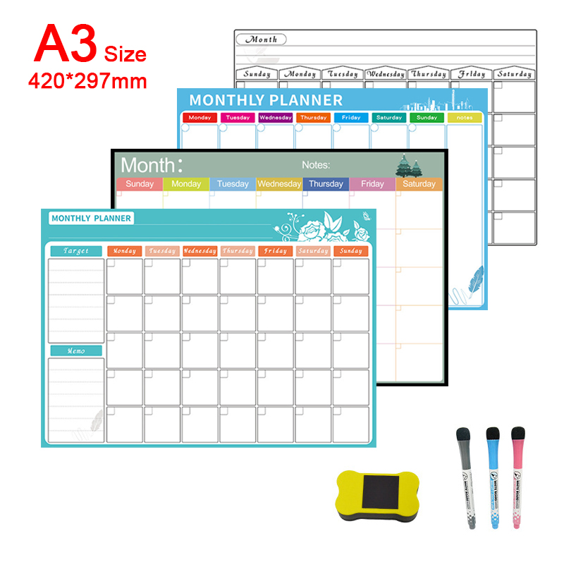 Magnetic Calendar Board - A3 علامات تقويمية شهرية أسبوعية مغناطيسية