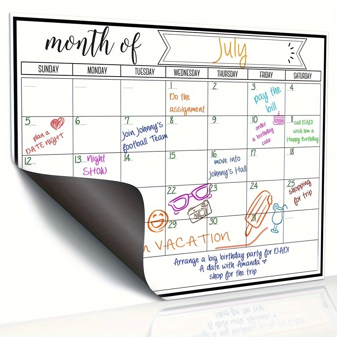Magnetic Calendar Board - لوح تقويم شهري مغناطيسي، لوح تخطيط