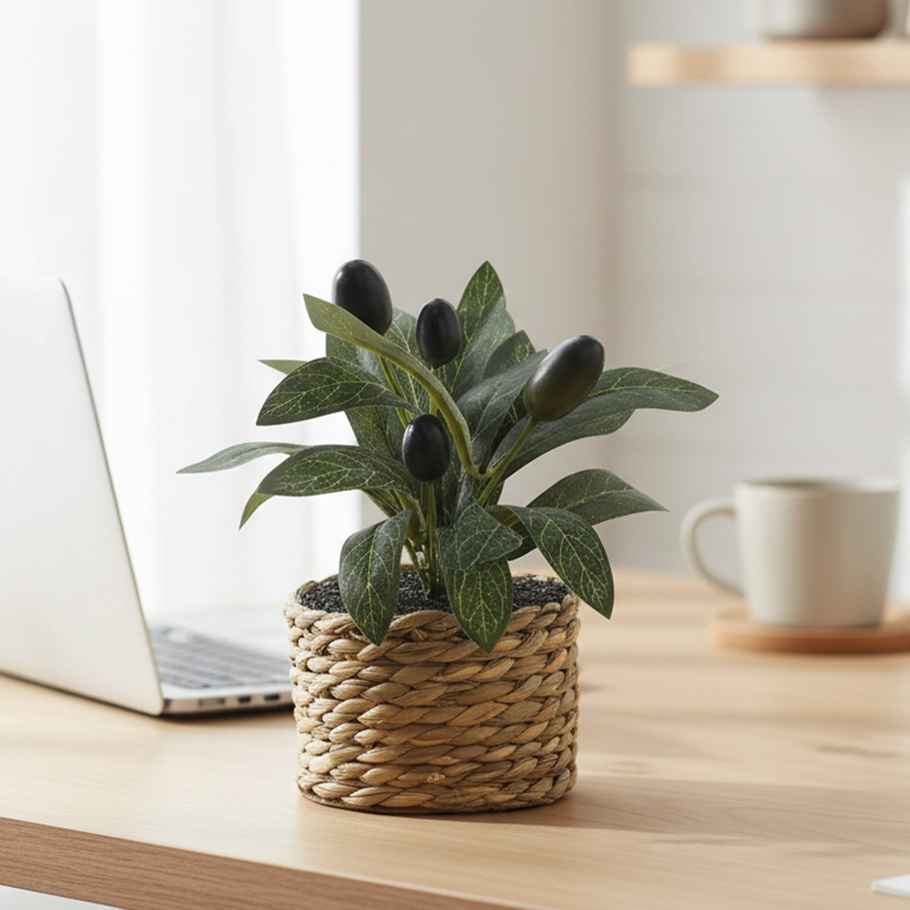 Home Office Desk Ideas - نباتات اصطناعية، شجرة زيتون صغيرة، نباتات