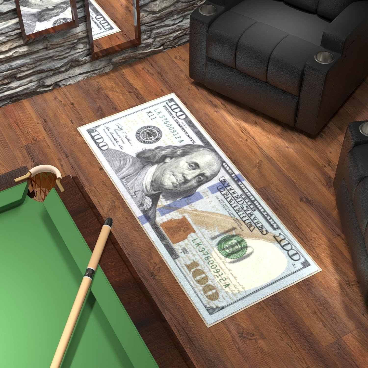 Home Office Rug - سجادة بتصميم ورقة نقدية فئة 100