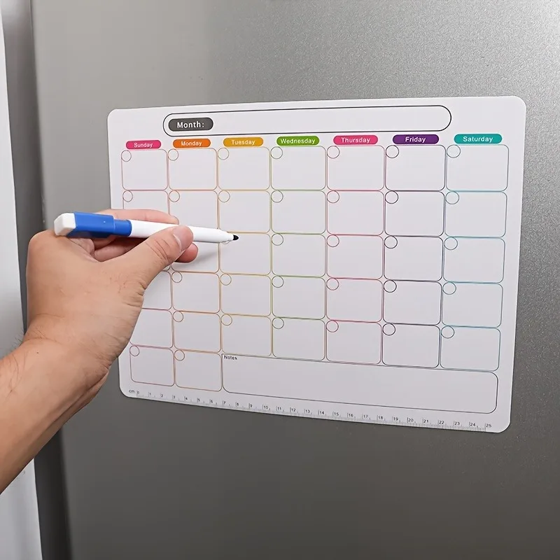 Magnetic Calendar Board - مغناطيس ثلاجة، مخطط شهري وأسبوعي، ملصق