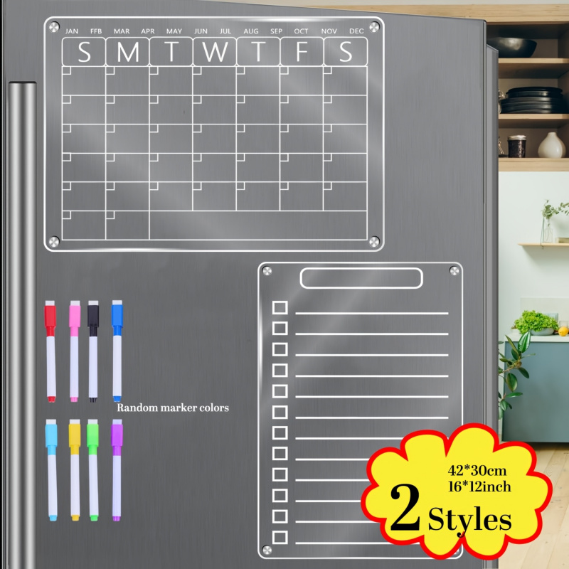 Magnetic Calendar Board - تقويم مغناطيسي من الأكريليك للثلاجة، لوح