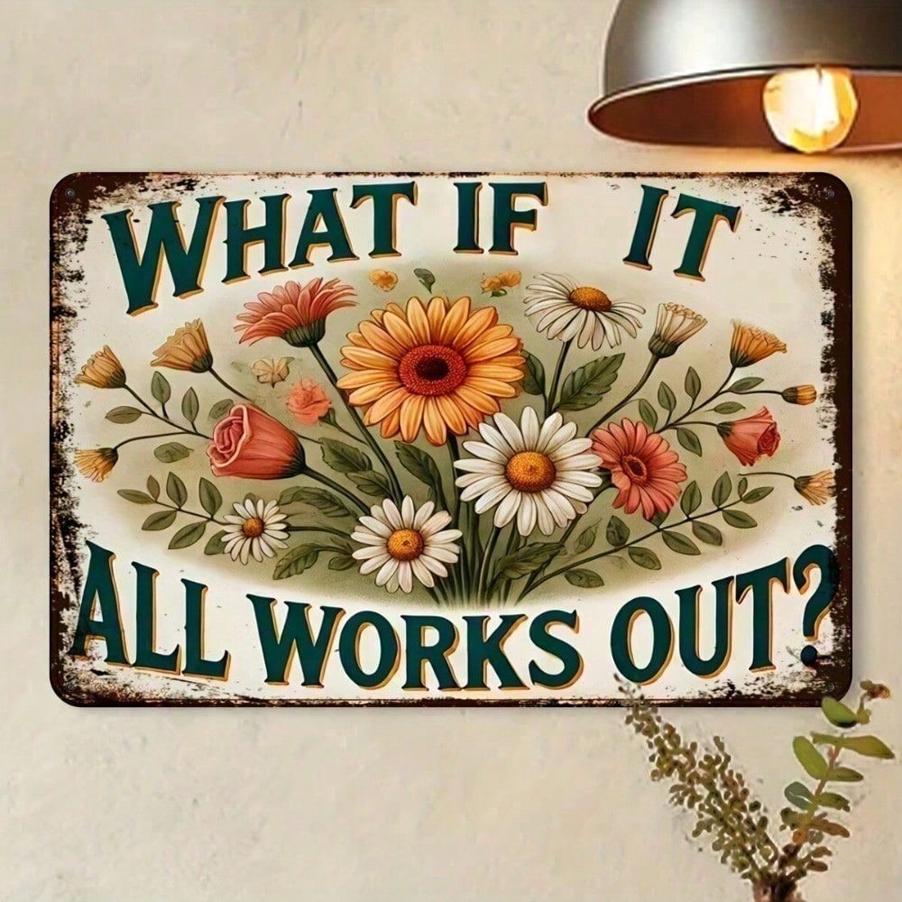Home Office What Is It - لافتة معدنية عتيقة بنقوش زهور، بتصميم