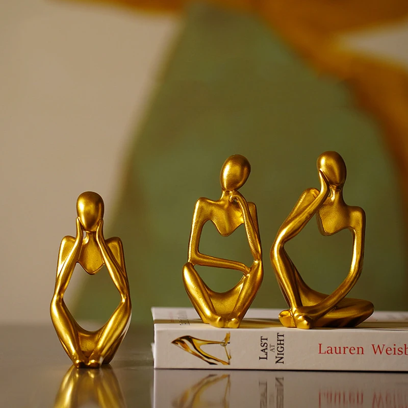 3 قطع من تماثيل المفكر، منحوتا - مراجعة Home Office Yoga Room وسعره