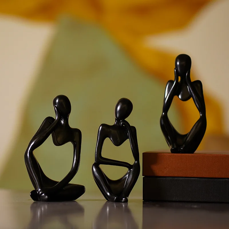3 قطع من تماثيل المفكر، منحوتا - مراجعة Home Office Yoga Room وسعره