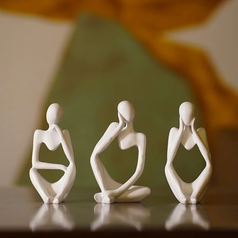 3 قطع من تماثيل المفكر، منحوتا - مراجعة Home Office Yoga Room وسعره