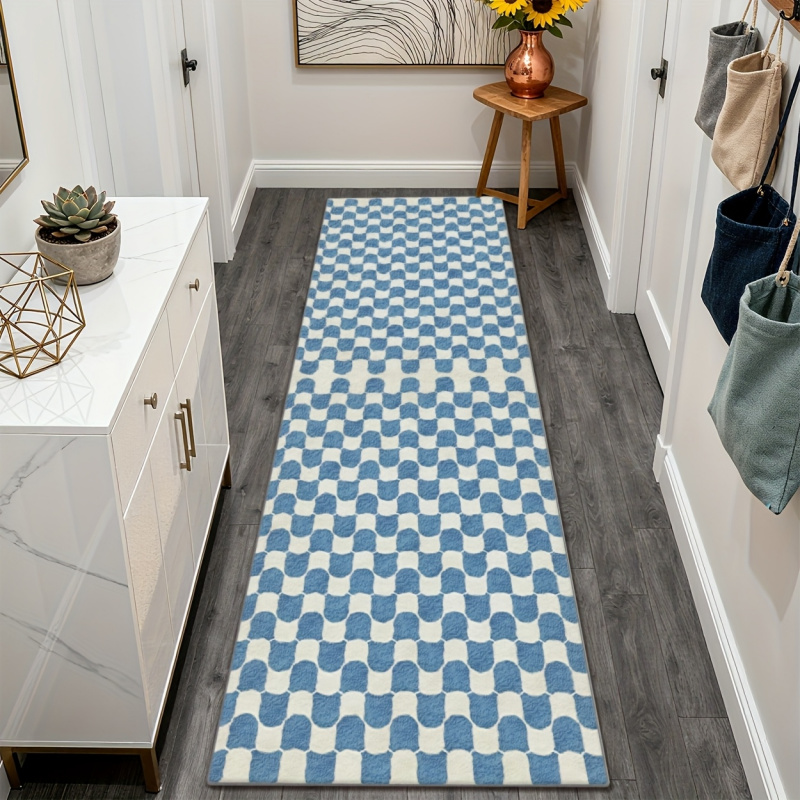 سجادة VIKAMA مربعات زرقاء وبيض - مراجعة Home Office Rug وسعره