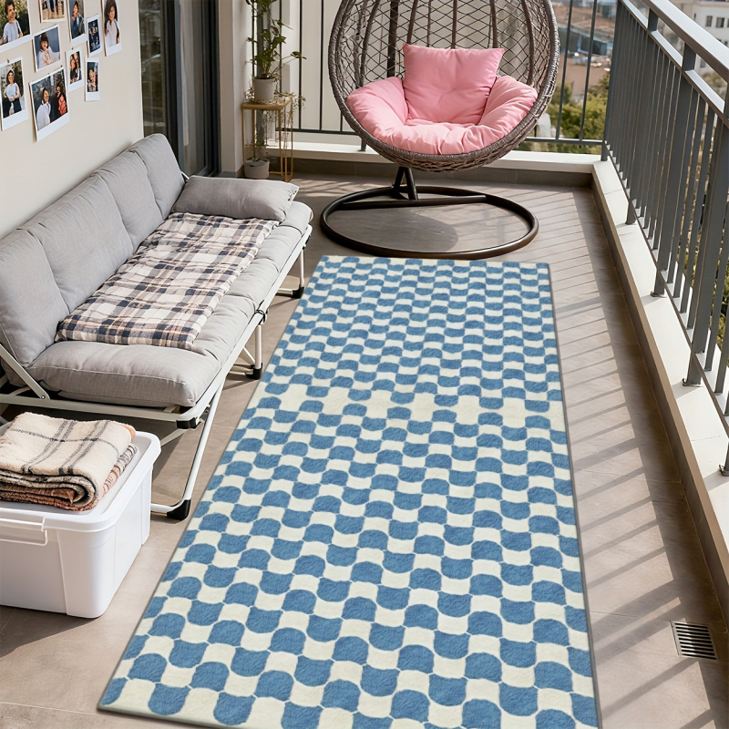 سجادة VIKAMA مربعات زرقاء وبيض - مراجعة Home Office Rug وسعره