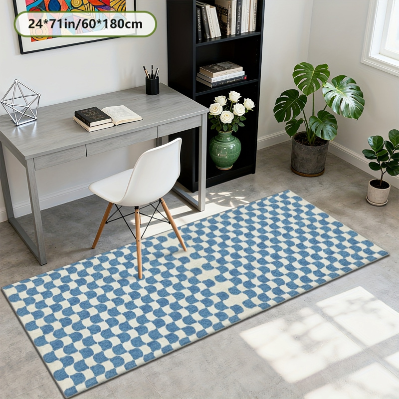 سجادة VIKAMA مربعات زرقاء وبيض - مراجعة Home Office Rug وسعره