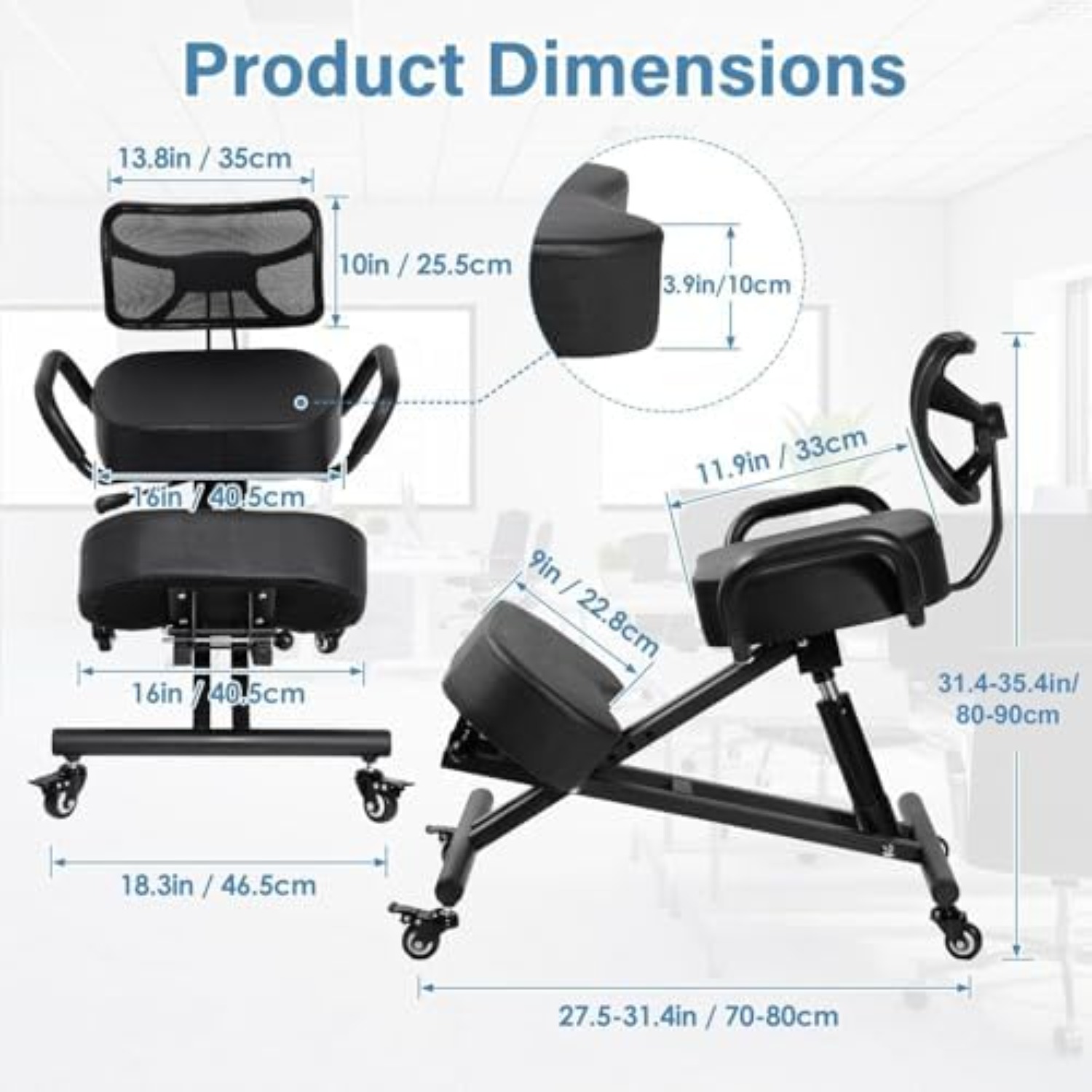 كرسي ركوع مريح قابل للتعديل مع - مراجعة Ergonomic Office Chair وسعره